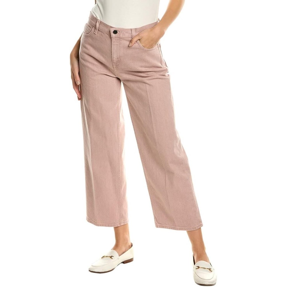 Theory Wide Leg Crop Jeans Blush High Rise Minimalist 25‎ Clean Girl Luxury Pink